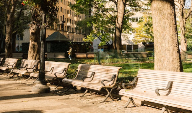 Benches in Rittenhouse Square Park
